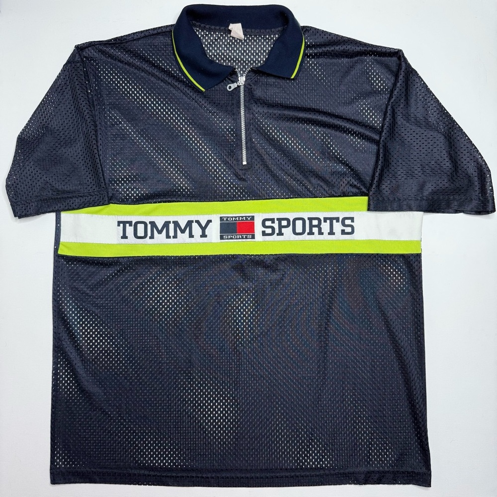 Vintage Tommy Sports 1/4 Zip Mesh Polo Colorblock 90s Y2K Festival Bootleg